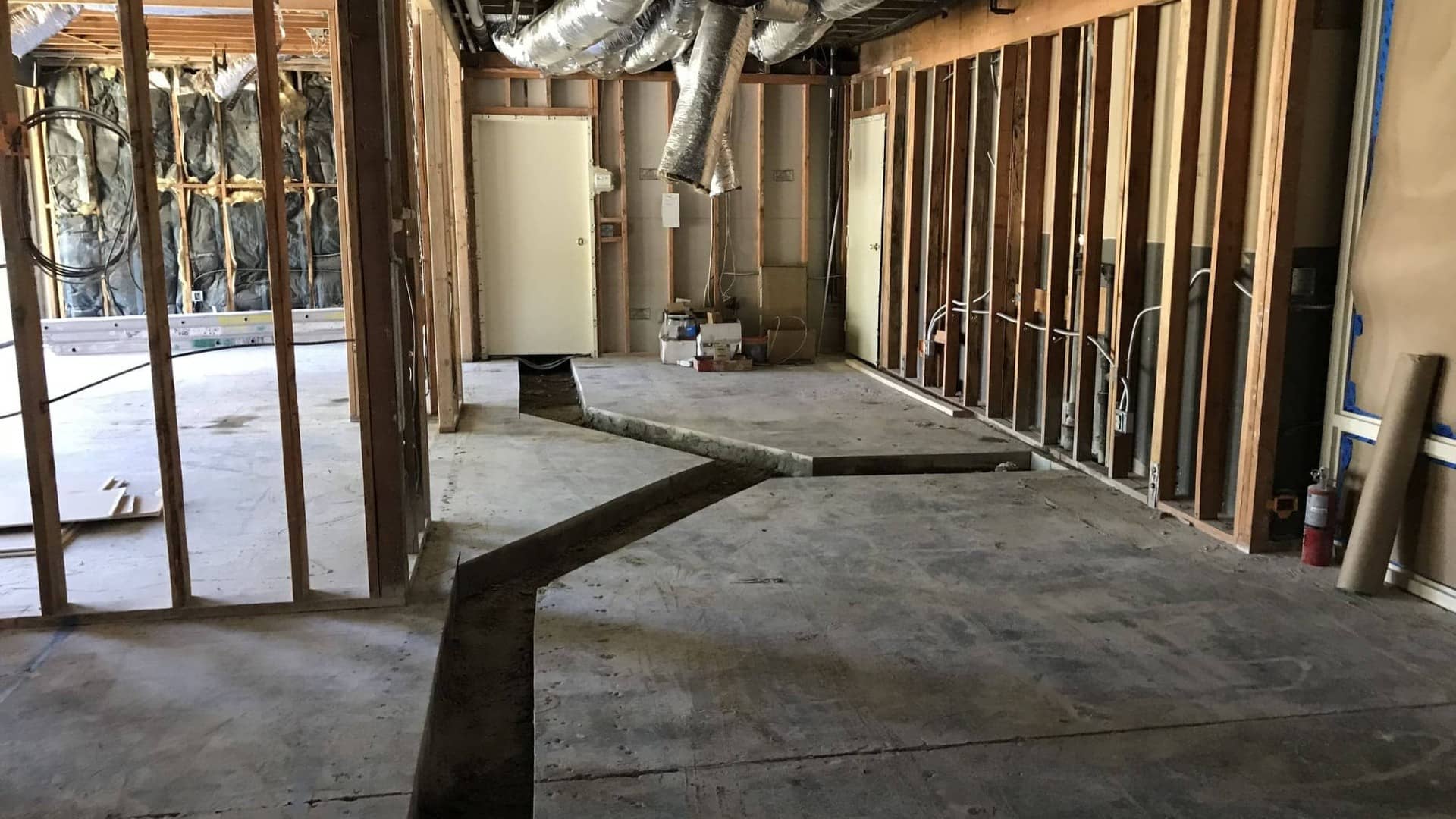 concrete cut out in house